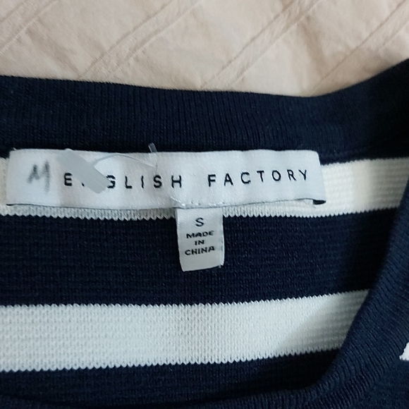 English Factory Anchor Top/Sz S/NWOT/Designer/Navy/White/Ruffles/Cotton/Unique - Picture 2 of 7